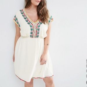 ASOS Curve Floral Embroidered Folk Dress